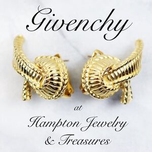 ⚜️ GIVENCHY PARIS NEW YORK "LOVE KNOT" GOLD PLATED BIJOUX PIERCED EARRINGS